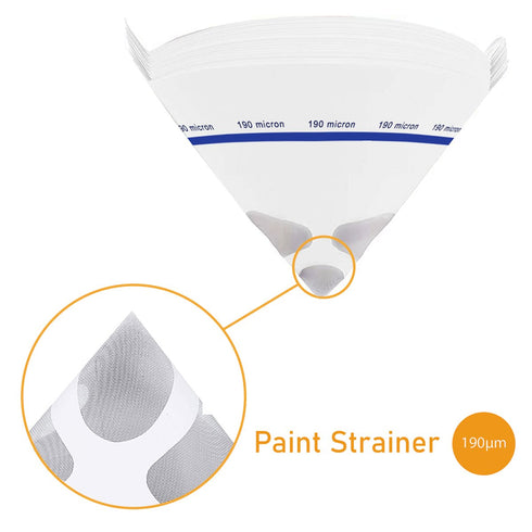 50 Pack of Fine Mesh Paper Paint Strainer with 190 Micron Filters